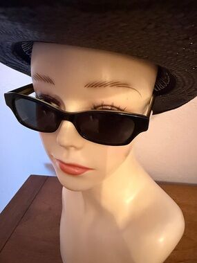 Donna Karan Y2K  Black Slim Rectangular Women’s Sunglasses